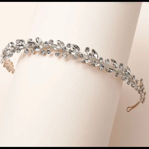 Bridal headband- silver headband with crystal gemstones (Swarovski+rhinestones)
